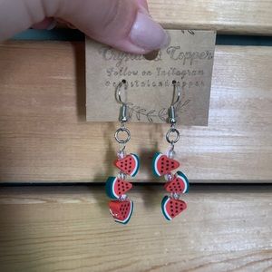 Cute Watermelon Slice Earrings (Handmade, NWT)